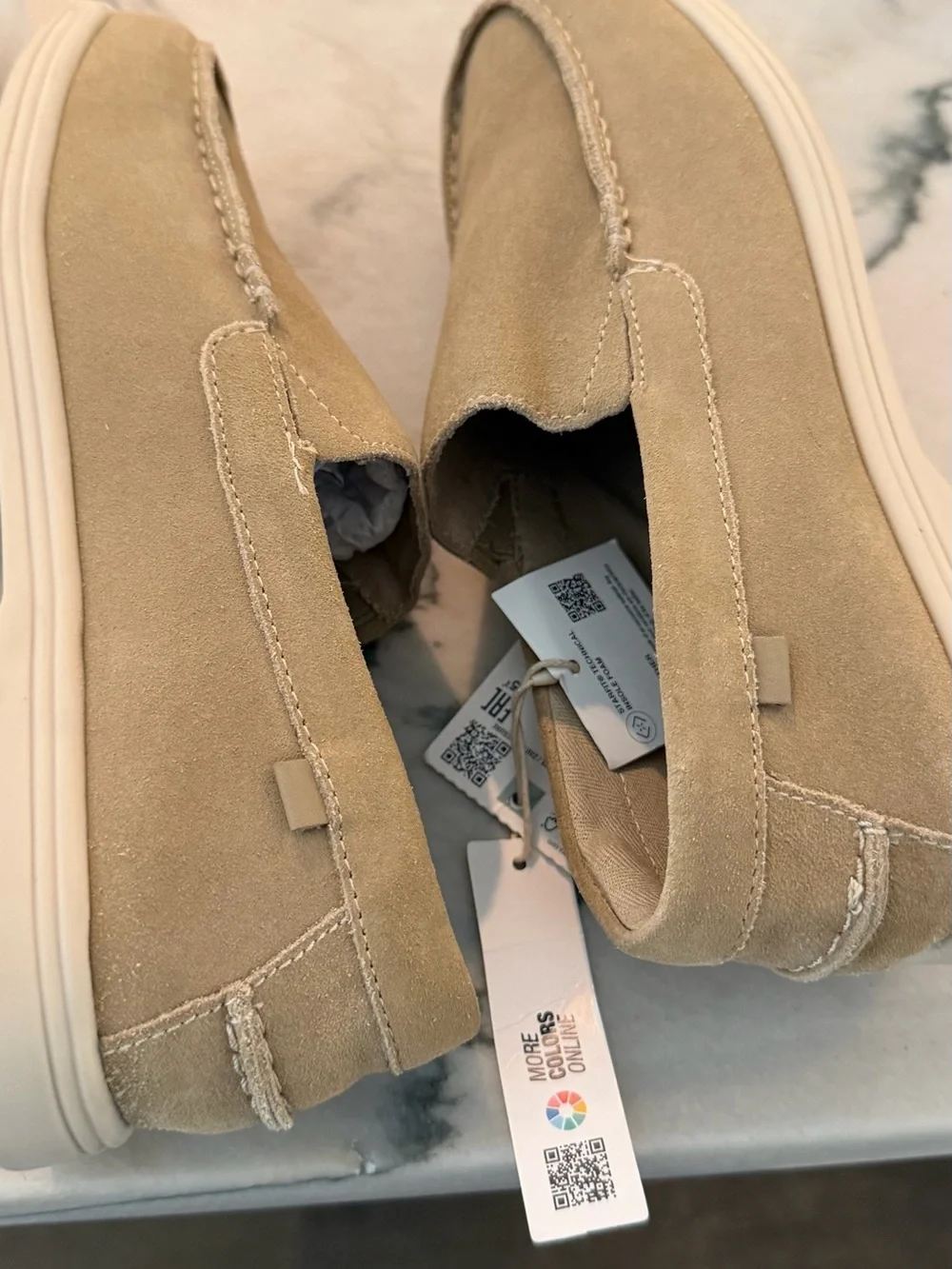 Zara Beige Suede Slip-On Loafers for kids.